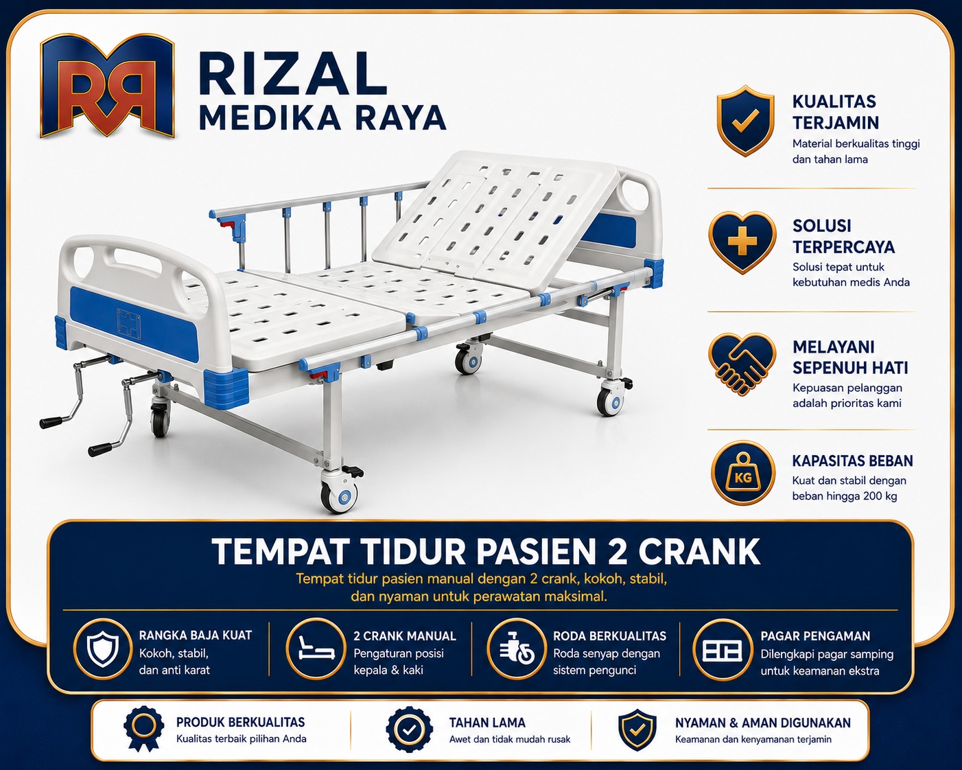 Tempat Tidur Pasien 2 Crank