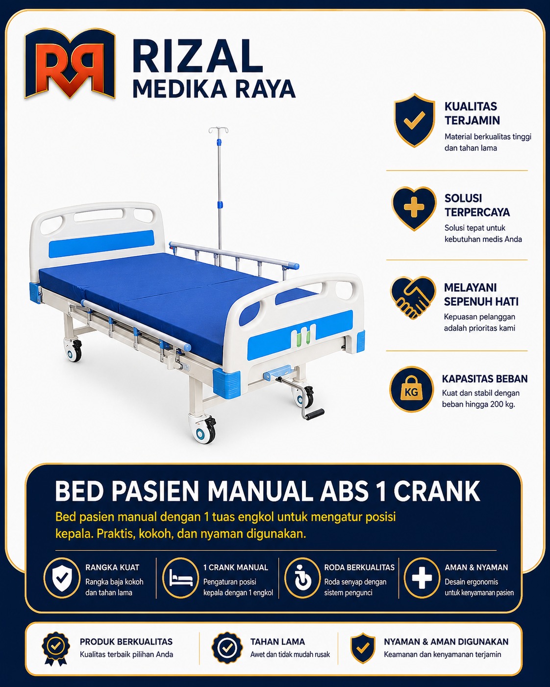 Bed Pasien Manual ABS 1 Crank